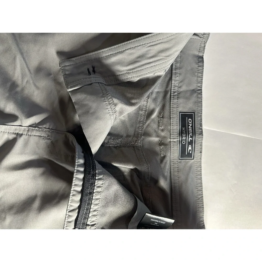 O'Neill Men's Gray Chino Shorts Flat Front Pockets Zip Stretch